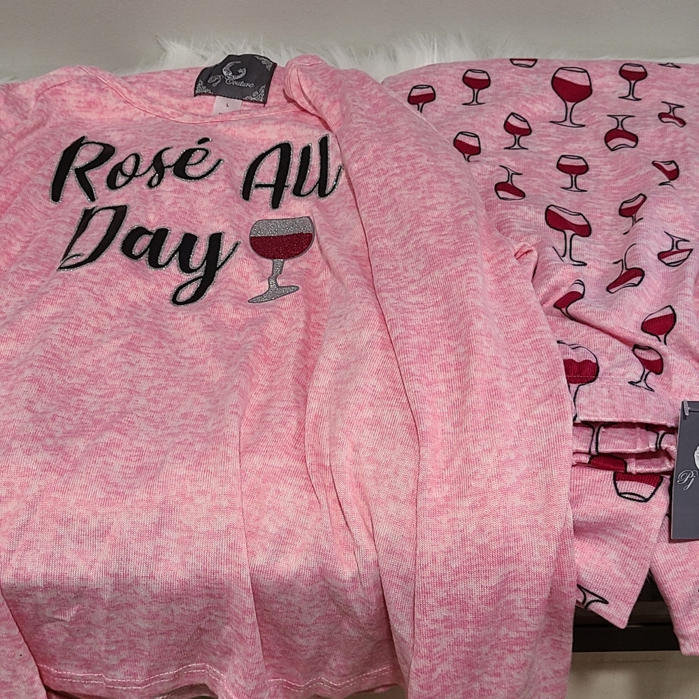 🍷🍷NEW🍷🍷ADORABLE!! ROSE' ALL DAY 2PC Pajama Set - Picture 5 of 16